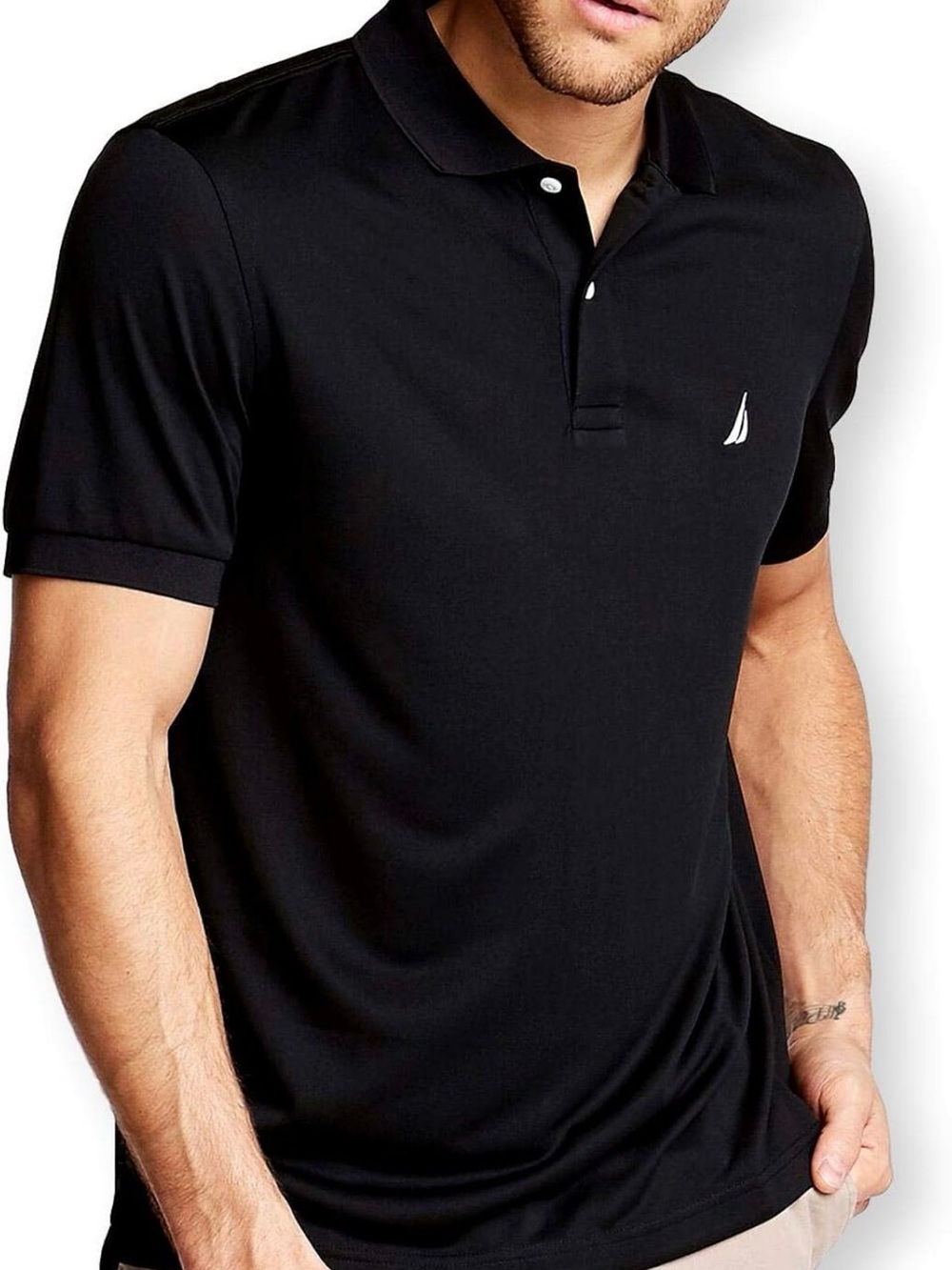 Nautica Men’s Black Polo with White Sail Logo